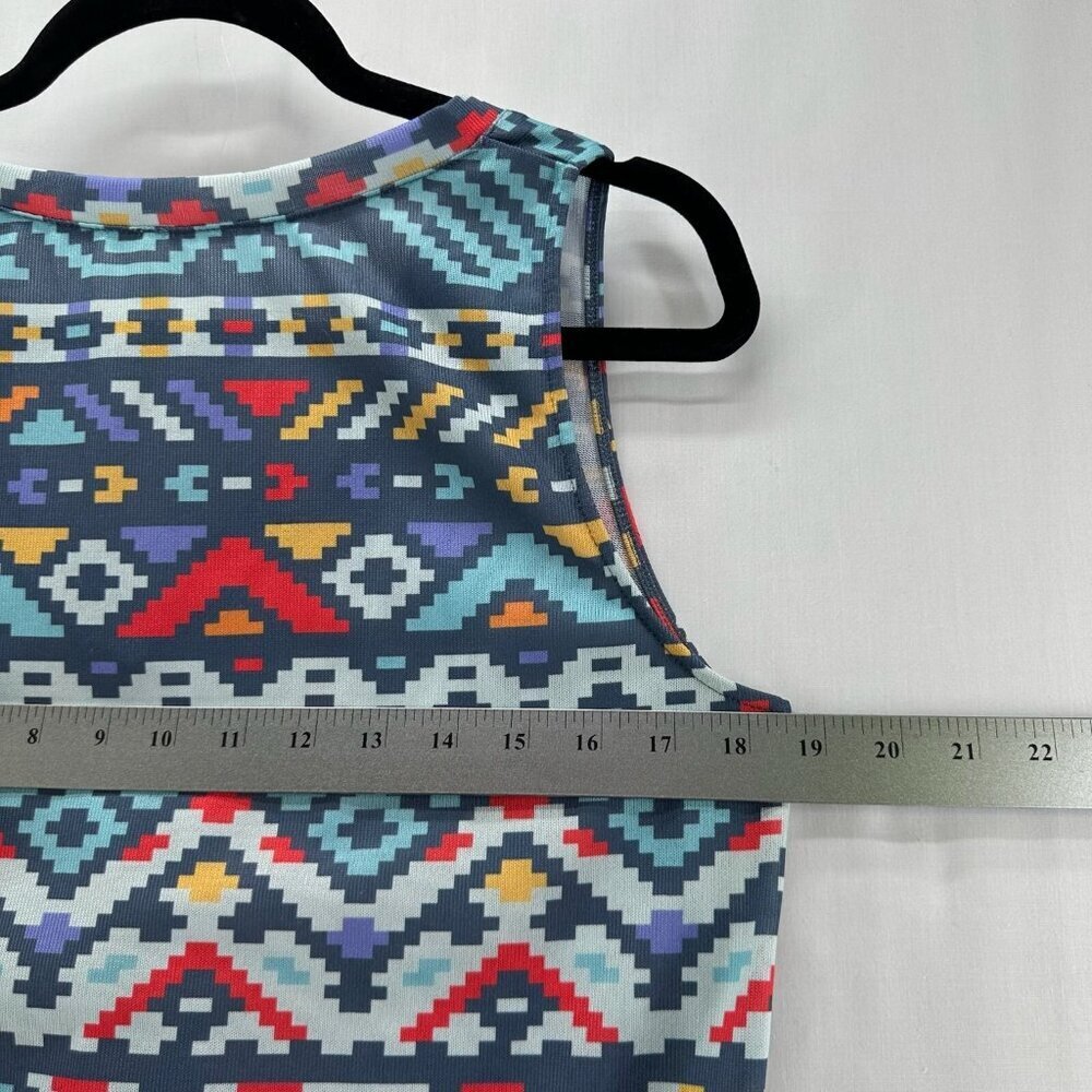 Roper Tank Top Womens Size L Southwestern Aztec V-Neck Sleeveless Shell Blue - Picture 10 of 11